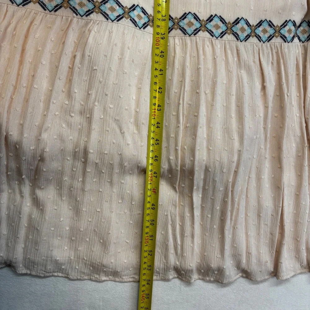 Lucky Brand Maxi Dress Womens Medium Sand Combo Embroidered Boho Western  New - Picture 7 of 13